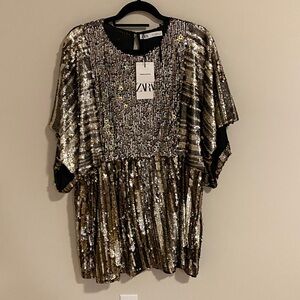 Zara Metallic Sequin mini dress M